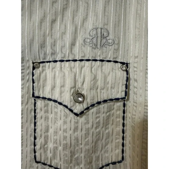 Roar Women Western Rocker Pearl Snap Shirt Large Embroidered Edgy Cowgirl Rodeo - Picture 11 of 11